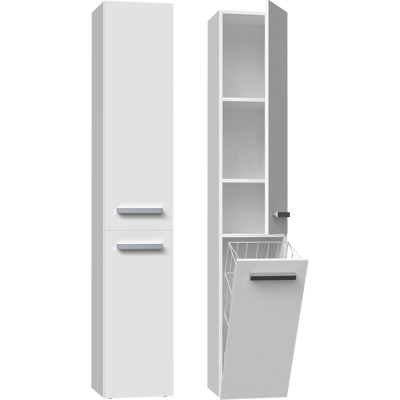OEM Columna Con Estante Para Mueble De Baño, Color Blanco Mate - Universal, Con Cesta Para La Ropa Sucia - ¡perfecta Para Baños Pequeños OEM Columna Con Estante Para Mueble De Baño, Color Blanco Mate - Universal, Con Cesta Para La Ropa Sucia - ¡perfecta Para Baños Pequeños