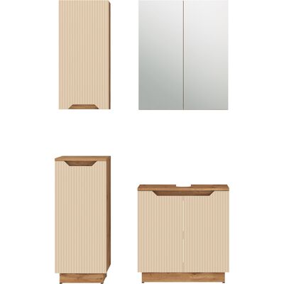 Conjunto De Muebles De Baño Lotta, Rayas Roble/cachemira, 4 Partes, Vicco Conjunto De Muebles De Baño Lotta, Rayas Roble/cachemira, 4 Partes, Vicco