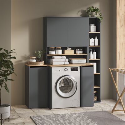 Conjunto De Muebles De Baño Viktor, Antracita/roble Dorado, 4 Piezas, Vicco Conjunto De Muebles De Baño Viktor, Antracita/roble Dorado, 4 Piezas, Vicco