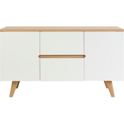 MILIBOO Mueble De Baño Blanco Lacado Brillante Y Madera Clara L140 Cm Melka MILIBOO Mueble De Baño Blanco Lacado Brillante Y Madera Clara L140 Cm Melka