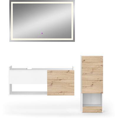 Vicco - Conjunto De Muebles De Baño Alf, Blanco, 3 Piezas, Con Mueble Alto Vicco - Conjunto De Muebles De Baño Alf, Blanco, 3 Piezas, Con Mueble Alto