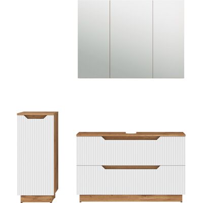 Conjunto De Muebles De Baño De 3 Piezas Lotta, Roble/rayas Blancas, 3 Partes, Vicco Conjunto De Muebles De Baño De 3 Piezas Lotta, Roble/rayas Blancas, 3 Partes, Vicco