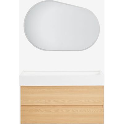 Sklum - Conjunto De Mueble De Baño En Madera Y Chapa De Fresno Con Lavabo Integrado Ona Sklum - Conjunto De Mueble De Baño En Madera Y Chapa De Fresno Con Lavabo Integrado Ona