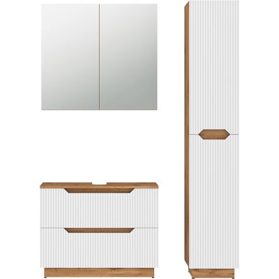 Juego De Muebles De Baño De 3 Piezas Lotta, Roble/rayas Blancas, 3 Partes, Vicco Juego De Muebles De Baño De 3 Piezas Lotta, Roble/rayas Blancas, 3 Partes, Vicco