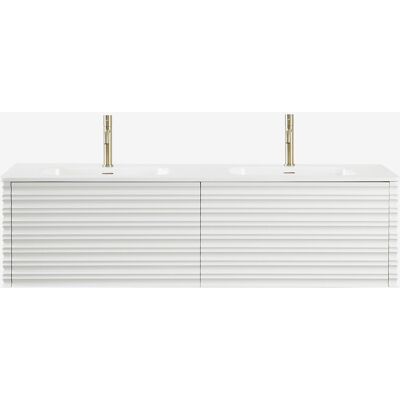 Conjunto De Mueble De Baño Suspendido 160x50 Cm En Madera Con Lavabos Integrados Noura Sklum Conjunto De Mueble De Baño Suspendido 160x50 Cm En Madera Con Lavabos Integrados Noura Sklum