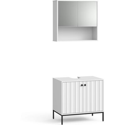 Conjunto De Muebles De Baño Eliza, Ondulación Blanca, 2 Partes, Vicco Conjunto De Muebles De Baño Eliza, Ondulación Blanca, 2 Partes, Vicco