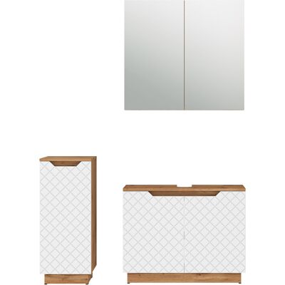 Conjunto De Muebles De Baño De 3 Piezas Lotta, Roble/blanco Con Estructura De Azulejos, 3 Partes, Vicco Conjunto De Muebles De Baño De 3 Piezas Lotta, Roble/blanco Con Estructura De Azulejos, 3 Partes, Vicco