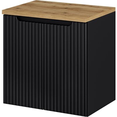 HELLOSHOP26 Mueble Bajo Lavabo Baño Almacenamiento Diseño Con 2 Puertas 60 X 60 X 40 Cm Negro Efecto Roble 030010016 HELLOSHOP26 Mueble Bajo Lavabo Baño Almacenamiento Diseño Con 2 Puertas 60 X 60 X 40 Cm Negro Efecto Roble 030010016