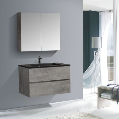 Mueble De Baño Edge 850 - Color Seleccionable - Espejo Y Armario Lateral Opcionales:sin Espejo, Sin Armario Lateral, Concrete Grey, Black Matt - Bernstein Mueble De Baño Edge 850 - Color Seleccionable - Espejo Y Armario Lateral Opcionales:sin Espejo, Sin Armario Lateral, Concrete Grey, Black Matt - Bernstein