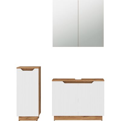 Conjunto De Muebles De Baño De 3 Piezas Lotta, Roble/rayas Blancas, 3 Partes, Vicco Conjunto De Muebles De Baño De 3 Piezas Lotta, Roble/rayas Blancas, 3 Partes, Vicco