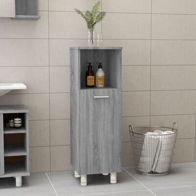 Armario de baño gris Sonoma de vidaXL Madera contrachapada - Almacenamiento de baño Armario de baño gris Sonoma de vidaXL Madera contrachapada - Almacenamiento de baño