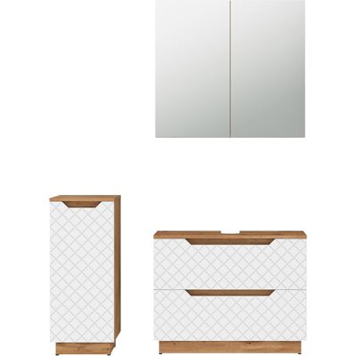 Conjunto De Muebles De Baño De 3 Piezas Lotta, Roble/blanco Con Estructura De Azulejos, 3 Partes, Vicco Conjunto De Muebles De Baño De 3 Piezas Lotta, Roble/blanco Con Estructura De Azulejos, 3 Partes, Vicco