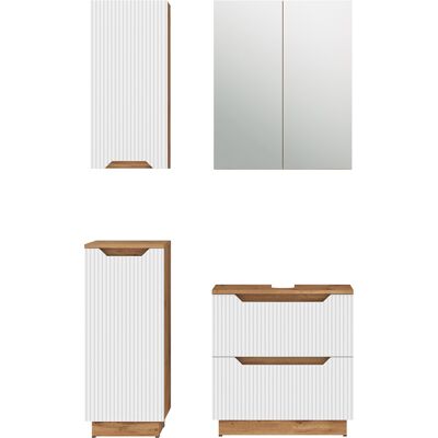 Conjunto De Muebles De Baño Lotta, Roble/rayas Blancas, 4 Partes, Vicco Conjunto De Muebles De Baño Lotta, Roble/rayas Blancas, 4 Partes, Vicco