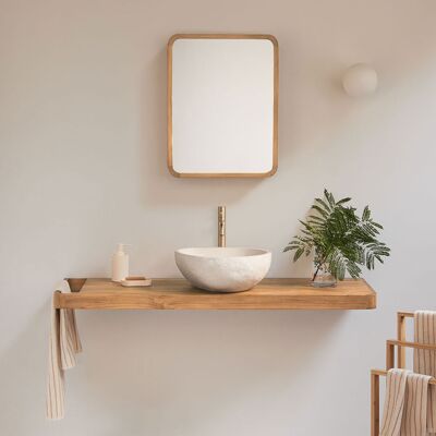 Conjunto De Mueble De Baño 130x45 Cm Suspendido En Madera De Teca Neill Sklum Conjunto De Mueble De Baño 130x45 Cm Suspendido En Madera De Teca Neill Sklum