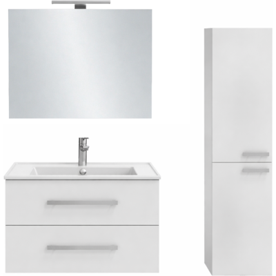 Jacob Delafon - Juego de baño moderno con almacenamiento, espejo y luz Jacob Delafon - Juego de baño moderno con almacenamiento, espejo y luz