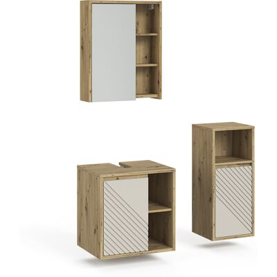 Conjunto De Muebles De Baño De 3 Piezas Viola, Roble Artesanal, 3 Partes, Vicco Conjunto De Muebles De Baño De 3 Piezas Viola, Roble Artesanal, 3 Partes, Vicco