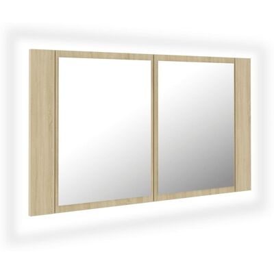 Armario espejo de baño LED roble Sonoma - Espejo de baño con LED Armario espejo de baño LED roble Sonoma - Espejo de baño con LED