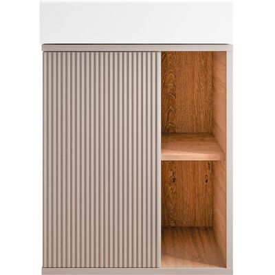 Bernstein - Mueble De Baño Gris Seda 55x24x59cm (lxanxal) 1 Puerta A La Izquierda + 2 Compartimentos De Almacenamiento - Beldivo Gris Seda Mate Bernstein - Mueble De Baño Gris Seda 55x24x59cm (lxanxal) 1 Puerta A La Izquierda + 2 Compartimentos De Almacenamiento - Beldivo Gris Seda Mate