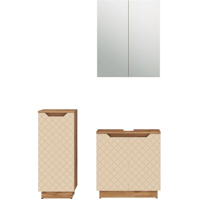 Conjunto De Muebles De Baño De 3 Piezas Lotta, Roble/cachemira Con Estructura De Azulejos, 3 Partes, Vicco Conjunto De Muebles De Baño De 3 Piezas Lotta, Roble/cachemira Con Estructura De Azulejos, 3 Partes, Vicco