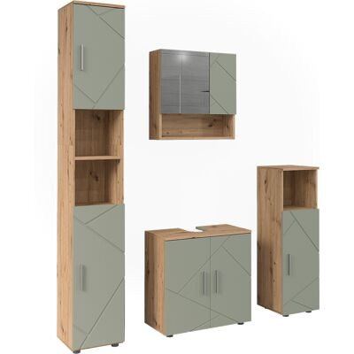 Conjunto De Muebles De Baño Irma, Verde Salvia, 4 Partes, Vicco Conjunto De Muebles De Baño Irma, Verde Salvia, 4 Partes, Vicco