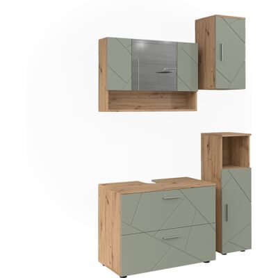 Conjunto De Muebles De Baño Irma, Verde Salvia, 4 Partes, Vicco Conjunto De Muebles De Baño Irma, Verde Salvia, 4 Partes, Vicco