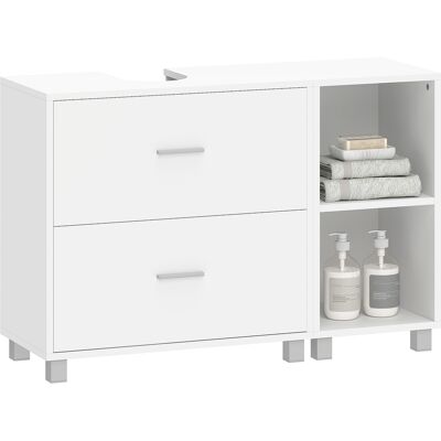Homcom Mueble Bajo Lavabo, Mueble De Baño Con 2 Cajones Y 2 Estantes Abiertos, Estilo Moderno, Para Lavabo Con Pedestal, 90x30x60 Cm, Blanco Homcom Mueble Bajo Lavabo, Mueble De Baño Con 2 Cajones Y 2 Estantes Abiertos, Estilo Moderno, Para Lavabo Con Pedestal, 90x30x60 Cm, Blanco