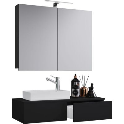 Set de baño Gudas negro - Conjunto de muebles de 3 piezas Set de baño Gudas negro - Conjunto de muebles de 3 piezas
