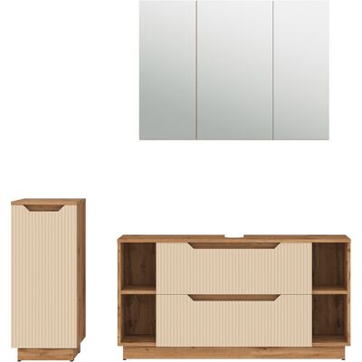 Conjunto De Muebles De Baño De 3 Piezas Lotta, Rayas Roble/cachemira, 3 Partes, Vicco Conjunto De Muebles De Baño De 3 Piezas Lotta, Rayas Roble/cachemira, 3 Partes, Vicco
