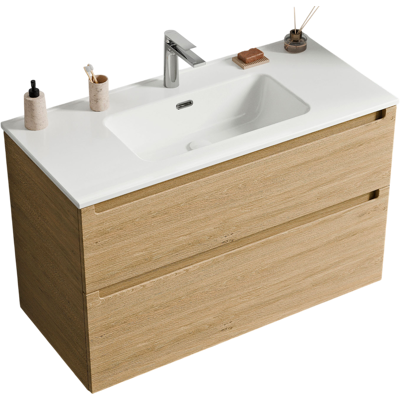 Bernstein - Muebles De Baño Suspendidos, Muebles De Cuenca Blanca Con 2 Cajones - 5 Años De Garantía - 64x101x47cm - Blanchi Oak - Vireo Roble Miel Oro Bernstein - Muebles De Baño Suspendidos, Muebles De Cuenca Blanca Con 2 Cajones - 5 Años De Garantía - 64x101x47cm - Blanchi Oak - Vireo Roble Miel Oro