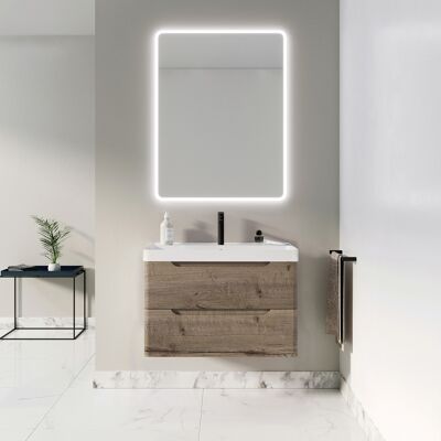 Aurlane - 80cm 2-drawer - Roble Oscuro - Mueble de baño Aurlane - 80cm 2-drawer - Roble Oscuro - Mueble de baño