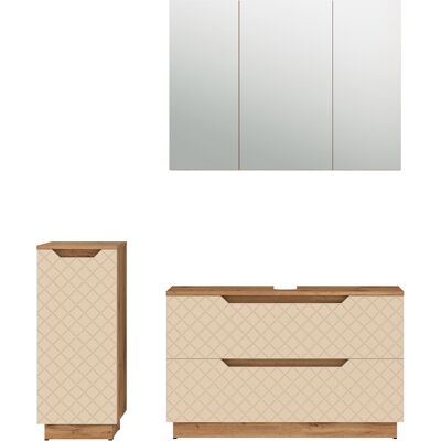 Conjunto De Muebles De Baño De 3 Piezas Lotta, Roble/cachemira Con Estructura De Azulejos, 3 Partes, Vicco Conjunto De Muebles De Baño De 3 Piezas Lotta, Roble/cachemira Con Estructura De Azulejos, 3 Partes, Vicco
