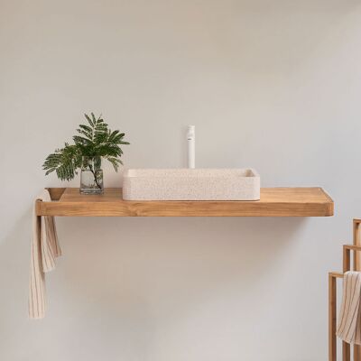 Conjunto De Mueble De Baño 130x45 Cm Suspendido En Madera De Teca Neill Sklum Conjunto De Mueble De Baño 130x45 Cm Suspendido En Madera De Teca Neill Sklum