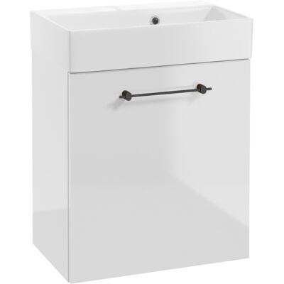 OEM Mueble De Baño Suspendido Con Lavabo De 60x50 Cm. Blanco Brillante, Tirador Elara Negro. OEM Mueble De Baño Suspendido Con Lavabo De 60x50 Cm. Blanco Brillante, Tirador Elara Negro.