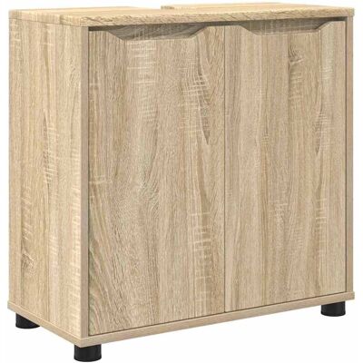HELLOSHOP26 Armario De Lavabo Moderno Con 2 Estantes Ajustables 60 X 30 X 60 Cm Madera Contrachapada Roble Sonoma 020054573 HELLOSHOP26 Armario De Lavabo Moderno Con 2 Estantes Ajustables 60 X 30 X 60 Cm Madera Contrachapada Roble Sonoma 020054573