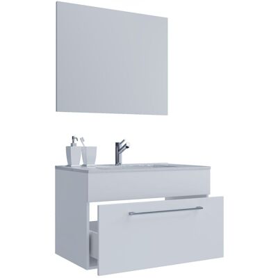 Conjunto de baño VCM Blanco de 3 piezas - Lavabo, Espejo, Almacenamiento Conjunto de baño VCM Blanco de 3 piezas - Lavabo, Espejo, Almacenamiento