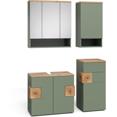 Conjunto De Muebles De Baño Eden, Verde/artesano, 4 Partes, Vicco Conjunto De Muebles De Baño Eden, Verde/artesano, 4 Partes, Vicco