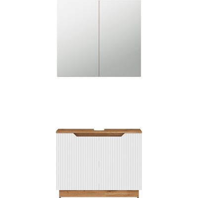Conjunto De Muebles De Baño Lotta, Roble/rayas Blancas, 2 Partes, Vicco Conjunto De Muebles De Baño Lotta, Roble/rayas Blancas, 2 Partes, Vicco