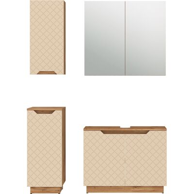 Conjunto De Muebles De Baño Lotta, Roble/cachemira Con Estructura De Azulejos, 4 Partes, Vicco Conjunto De Muebles De Baño Lotta, Roble/cachemira Con Estructura De Azulejos, 4 Partes, Vicco