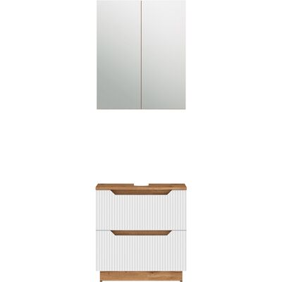 Conjunto De Muebles De Baño Lotta, Roble/rayas Blancas, 2 Partes, Vicco Conjunto De Muebles De Baño Lotta, Roble/rayas Blancas, 2 Partes, Vicco