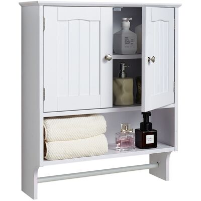Vevor Armario De Pared Para Baño, Con 2 Puertas Y Estantes Ajustables, Armario De Almacenamiento Colgante Con Divisor Abierto Y Toallero Para Inodoro, Lavadero, Cocina, 590 X 200 X 700 Mm, Blanco Vevor Armario De Pared Para Baño, Con 2 Puertas Y Estantes Ajustables, Armario De Almacenamiento Colgante Con Divisor Abierto Y Toallero Para Inodoro, Lavadero, Cocina, 590 X 200 X 700 Mm, Blanco