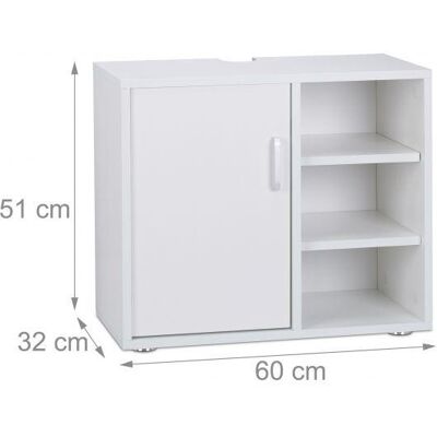 HelloShop26 - Mueble baño bajo lavabo 1 puerta 3 estantes MDF blanco - Blanco - MDF - Bathroom Vanity HelloShop26 - Mueble baño bajo lavabo 1 puerta 3 estantes MDF blanco - Blanco - MDF - Bathroom Vanity
