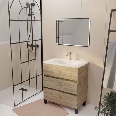 Mueble de baño Aurlane Timber 70 - Roble natural, cierre suave Mueble de baño Aurlane Timber 70 - Roble natural, cierre suave