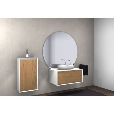 Bernstein - Mueble De Baño Fiona 900 - Blanco Mate - Frontal De Aspecto Roble - Espejo Y Lavabo Opcionales:sin Espejo, Sin Adicional. Abertura, Sin Lavabo, Oak Optics, With Side Cabinet Right Bernstein - Mueble De Baño Fiona 900 - Blanco Mate - Frontal De Aspecto Roble - Espejo Y Lavabo Opcionales:sin Espejo, Sin Adicional. Abertura, Sin Lavabo, Oak Optics, With Side Cabinet Right