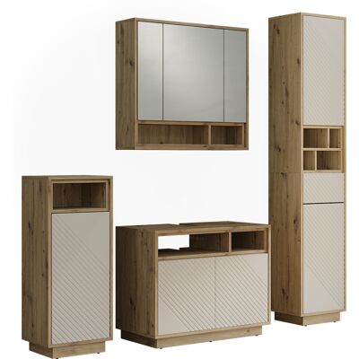 Conjunto De Muebles De Baño Beatrice, Cachemira/roble Artesanal, Juego De 4, Vicco Conjunto De Muebles De Baño Beatrice, Cachemira/roble Artesanal, Juego De 4, Vicco