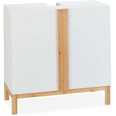 HELLOSHOP26 Mueble Bajo Lavabo Decorativo Almacenamiento Práctico Baño 60 X 30 X 60 Cm De Bambú Blanco 130004233 HELLOSHOP26 Mueble Bajo Lavabo Decorativo Almacenamiento Práctico Baño 60 X 30 X 60 Cm De Bambú Blanco 130004233