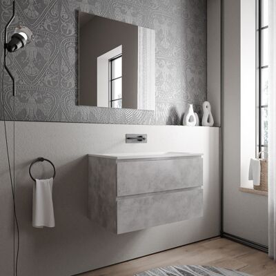 Mueble Bajo Lavabo Ava 80 Cm Con Lavabo De Fundición Mineral Cream- Color A Elegir:concrete Grey, Blanco Mate Sin Orificio Para Grifo - Bernstein Mueble Bajo Lavabo Ava 80 Cm Con Lavabo De Fundición Mineral Cream- Color A Elegir:concrete Grey, Blanco Mate Sin Orificio Para Grifo - Bernstein
