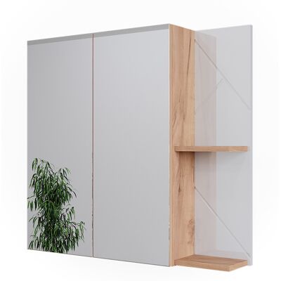 Vicco - Armario Con Espejo De Baño Irma, Goldkraft Roble/blanco Alto Brillo, 80 X 75 Cm Vicco - Armario Con Espejo De Baño Irma, Goldkraft Roble/blanco Alto Brillo, 80 X 75 Cm