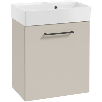 OEM Mueble De Baño Suspendido Con Lavabo, 60x50cm, Color Cachemir, Tirador Elara Negro. OEM Mueble De Baño Suspendido Con Lavabo, 60x50cm, Color Cachemir, Tirador Elara Negro.