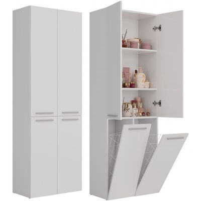 OEM Columna De Estantes Para Mueble De Baño, Color Blanco Mate Con Cestas: ¡diseño Universal, Solución Funcional Para Su Baño OEM Columna De Estantes Para Mueble De Baño, Color Blanco Mate Con Cestas: ¡diseño Universal, Solución Funcional Para Su Baño