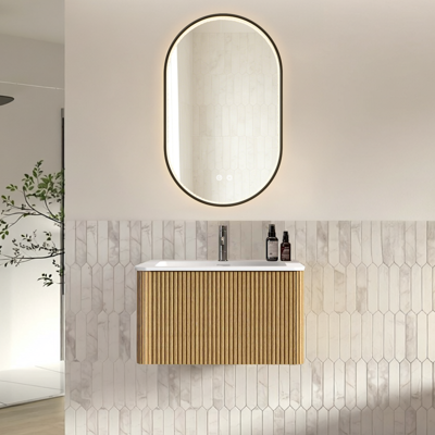 JHY DESIGN Conjunto De Baño Con Espejo, Mueble De Lavabo De 80 Cm Con Base, Armario De Baño Suspendido, Premontado, Acabado En Roble. JHY DESIGN Conjunto De Baño Con Espejo, Mueble De Lavabo De 80 Cm Con Base, Armario De Baño Suspendido, Premontado, Acabado En Roble.